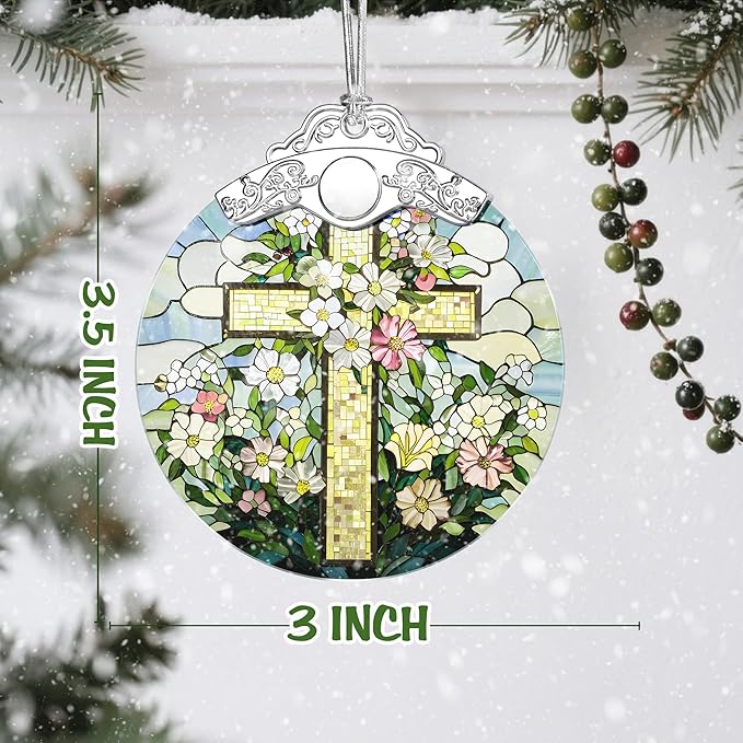Cross Religious Christmas Ornaments, Christmas Tree Ornaments, Holiday Decor, Christian Gift, Religious Gift, Spiritual Gifts for Friends for People of The Christian Faith