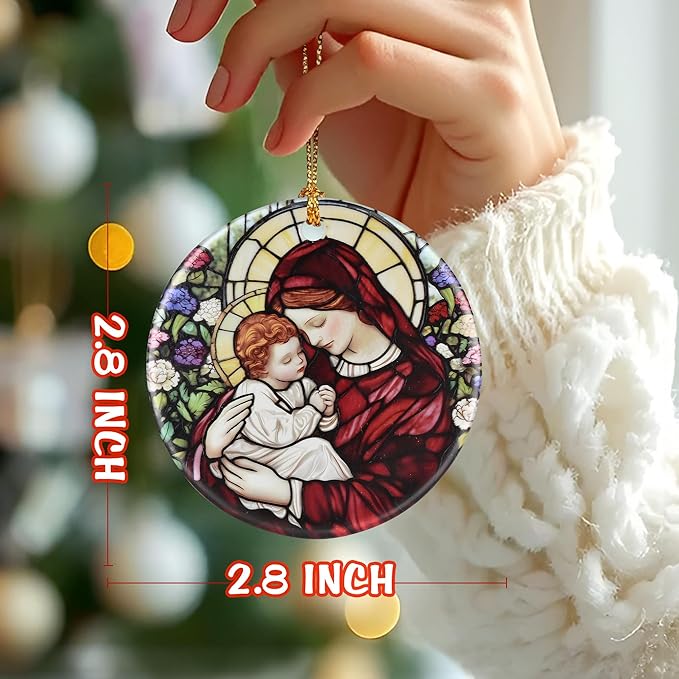 Virgin Mary Ornament: Christmas Ornaments, Religious Christmas Decorations for Tree, Catholic Ornament & Christian Holiday Decor | Religious Gifts, Christian Gifts