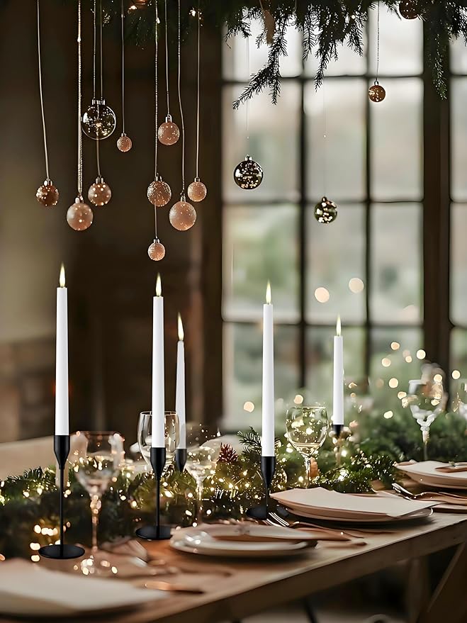Black Taper Candle Holders for Wedding Table Centerpiece,Tall Taper Candlestick Holders Bulk Set of 27,Metal Candle Stick Holder Decor for Table or Mantel Centerpiece, Dinning, Party Home Decor