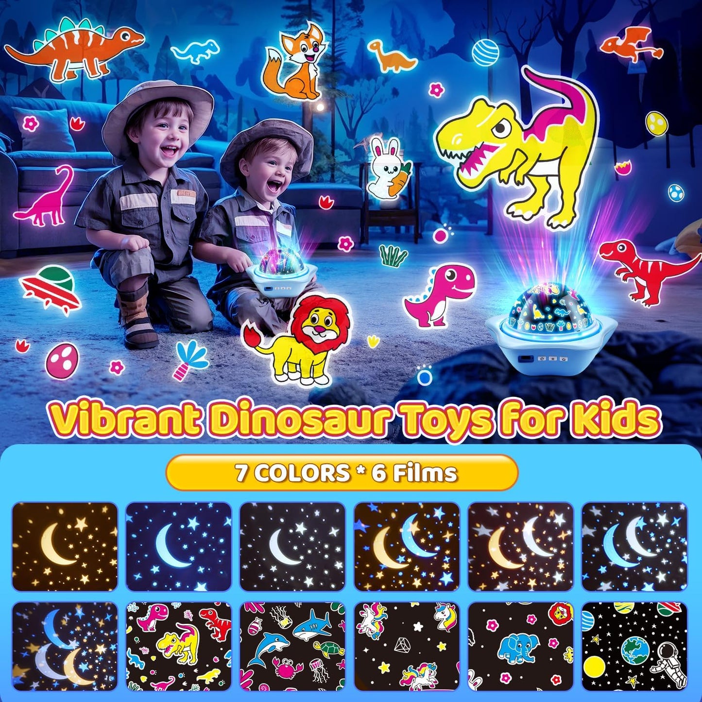 COOLNIGHT Star Lights for Bedroom, 72 Lighting Modes Star Projector Lights for Kids Room, 2400mAh Rechargeable Night Light Kids, Remote 360° Silent Sensory Light Projector for Boys Gifts