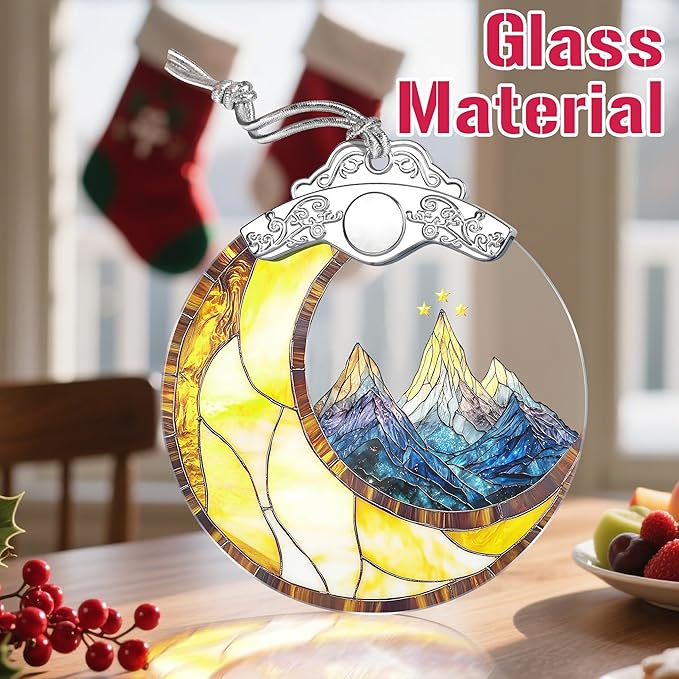 Moon & Mountain Christmas Ornament – Christmas Tree Ornament & Holiday Decor, Gifts for Nature Lover, Holiday & Xmas Gift