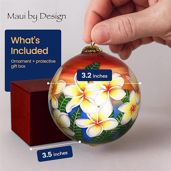 Collectible Handpainted Hawaii Sunset Sky Plumeria Ornament with Gift Box SSP/H
