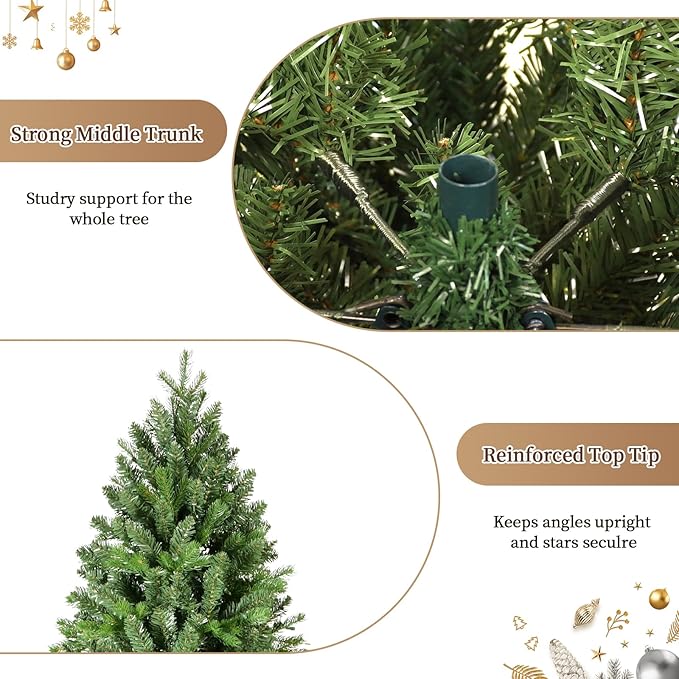 7ft Artificial Christmas Tree Green Spruce Christmas Tree with Dense 1318 Branches Tips Easy to Assemble for Home Holiday Decor