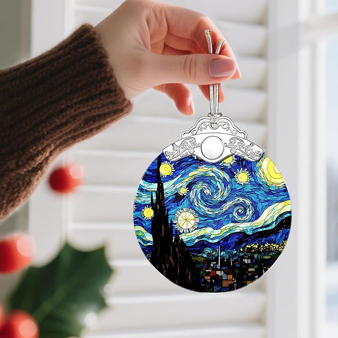 Stained Glass Ornament, Christmas Ornaments, Christmas Decorations for Tree, Holiday Ornament, Gifts for Nature Lovers, Holiday Party Gifts, Gift Ideas & Xmas Gift - Van Gogh Starry Night