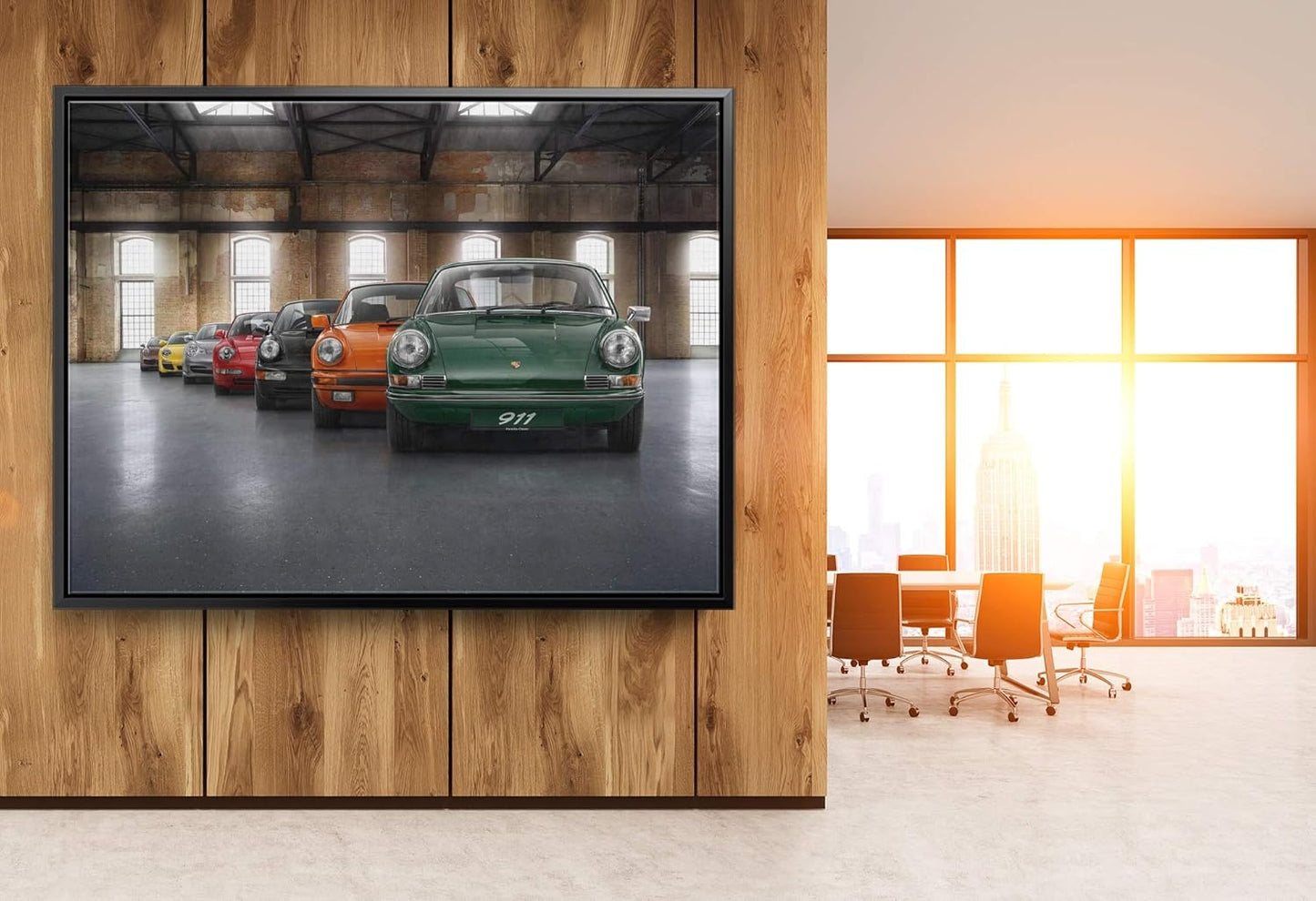 Porsche Car 911 Color Revolution Canvas Art Print Picture Wall Home Decor - Various Sizes (18in x 12in Modern Black Framed)