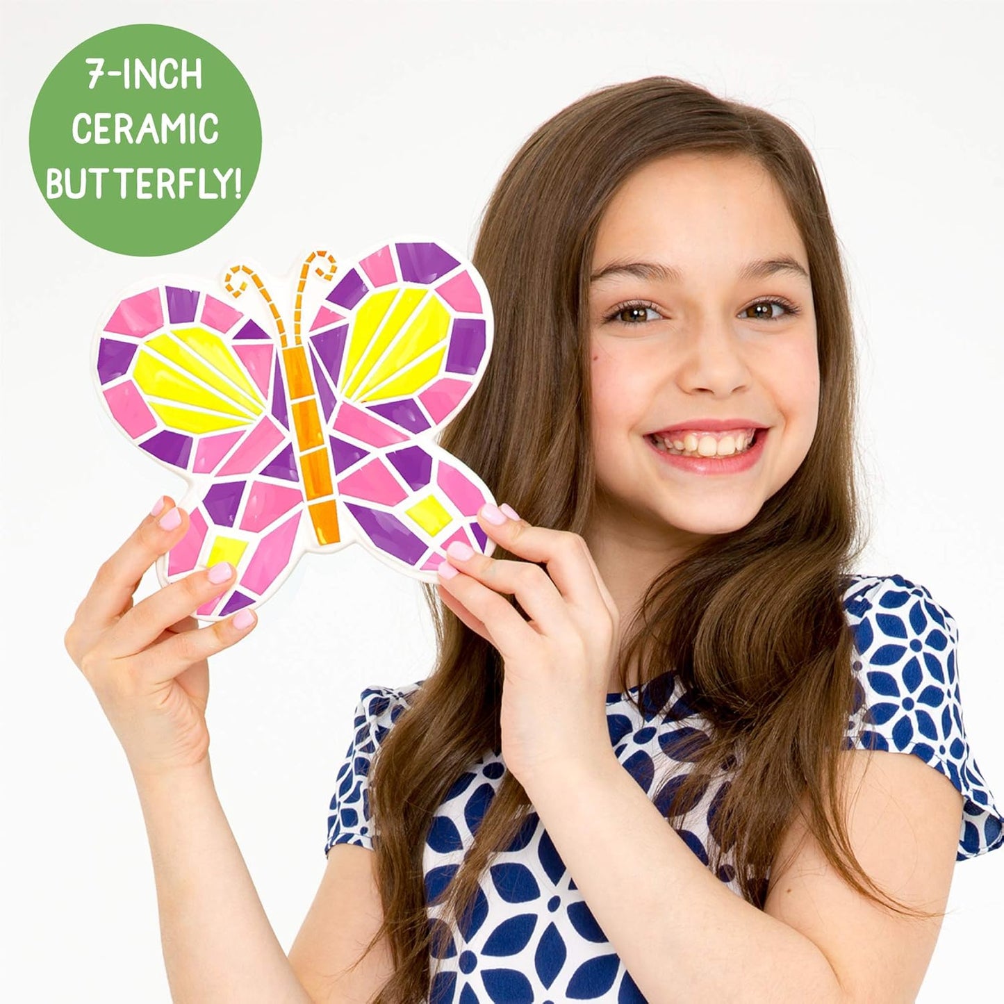 Creative Roots Paint Your Own Stepping Stones Multipack with Butterfly, Unicorn, & Heart, 3 Ceramic Stepping Stones (7 Inch Each), 18 Acrylic Paints, 3 Paintbrushes, Ages 8+