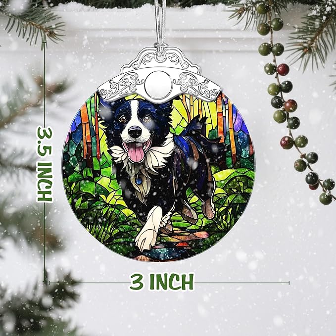 Loyal Border Collie Stained Glass Ornament, Christmas Ornament – Christmas Tree Decor, Holiday Decor, Stocking Stuffer, Gift Idea, Gifts for Dog Owner, Dog Lover, Pet Lover