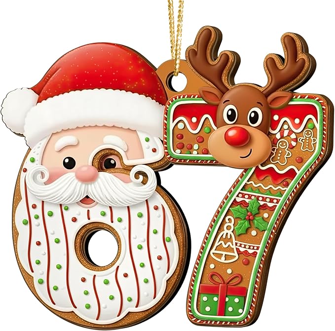 67 Christmas Ornament, 67 Ornaments for Xmas Tree, Funny Christmas Ornaments 2025, 6 7 Meme Ornament for Teens, Six Seven Gifts, Gag Gifts for Teens, Teen Girls Trendy Stuff (Reindeer 67)