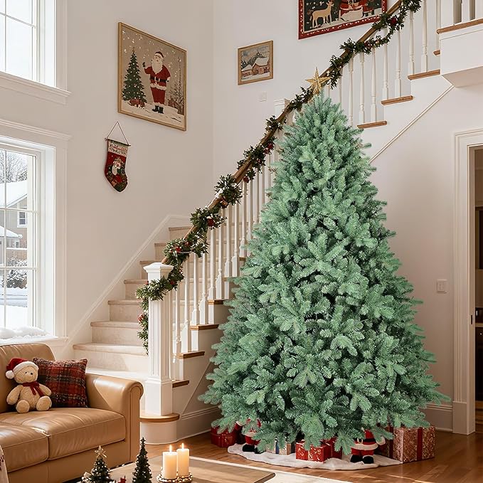 7.5ft Christmas Tree ，Artificial Full Christmas Trees for Home, Office, Xmas Decoration Spruce Trees with 2908 PE & PVC Branch Tips, Metal Hinges Foldable Base