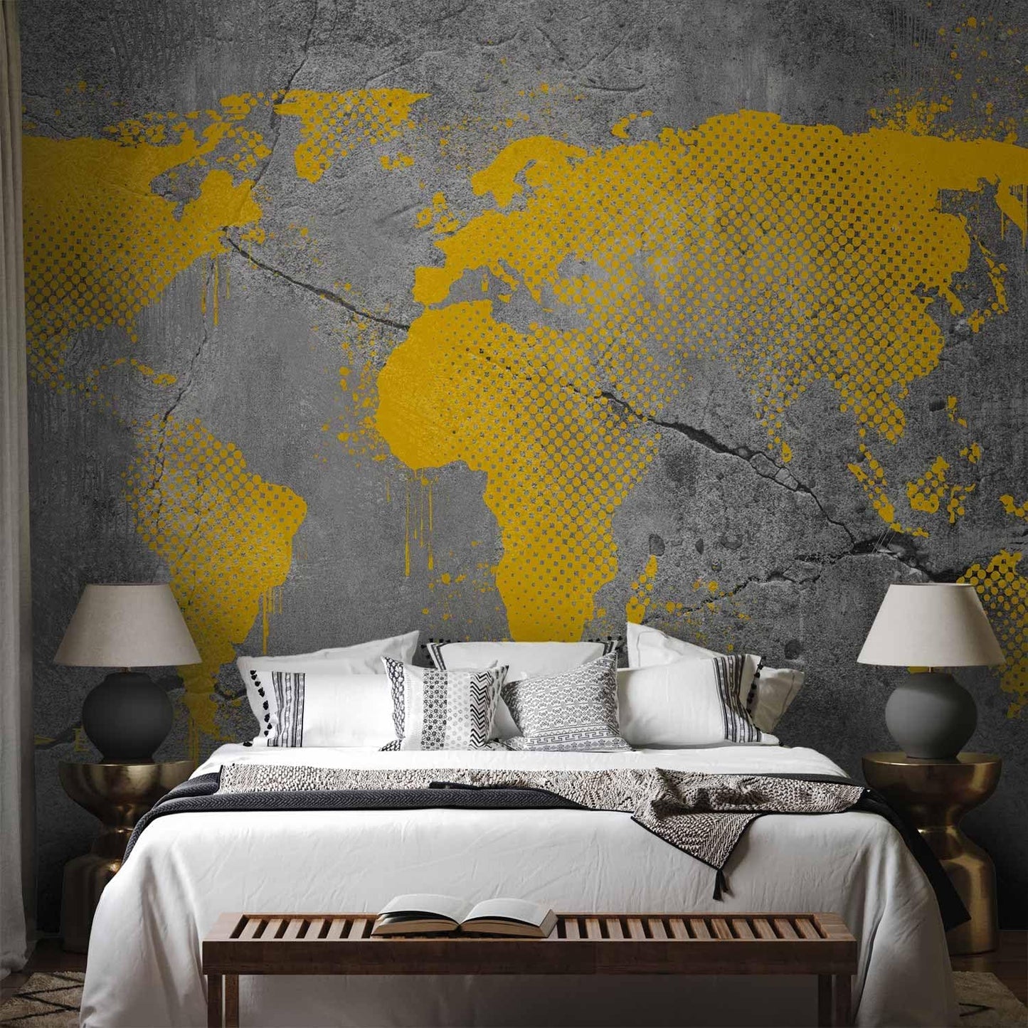 artgeist Wall Mural World Map 154x110 in - XXL Peel and Stick Self-Adhesive Wallpaper Removable Large Sticker Foil Wall Decor Print Picture Image Design Map of The World k-A-0494-a-a