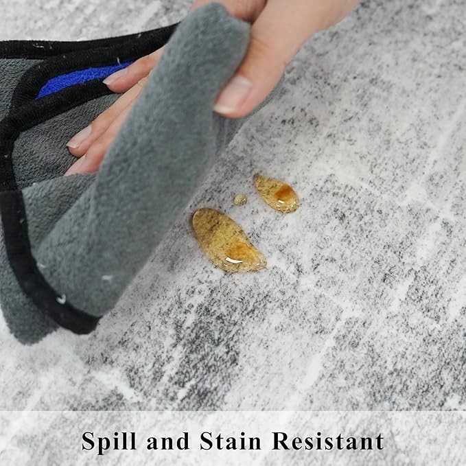 Washable Abstract 2x6 Kitchen Rug: Non-Slip Sink Stove Floor Mat Water-Resistant Entryway Bathroom Carpet Soft Dining Room Bedroom Runner for Family with Elderly Dogs Modern Home Decor(2x6 Light/Grey)