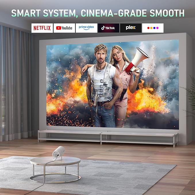 [Officially-Licensed App & Upgrade E-Focus] Projector with WiFi and Bluetooth, XuanPad Full HD 1080P Portable Projector, 210° Rotatable Stand, Auto Keystone, Dust Removal and Heat Dissipation Design