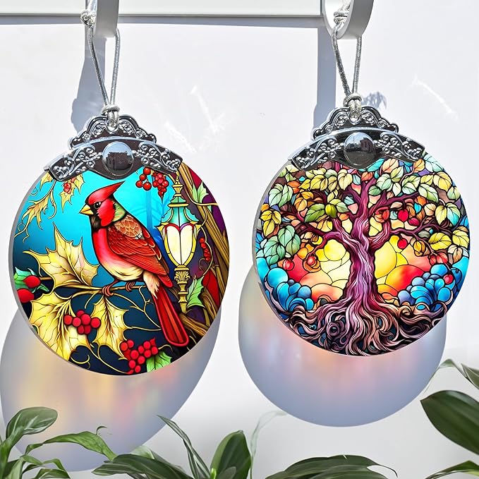 Tree of Life Christmas Ornament, Stained Glass Decor, Gifts & Holiday Ideas