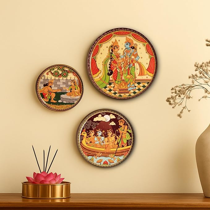 RITUALISTIC Ramayan Wall Plates for Home Decoration & living room | Metal Wall Décor | Devotional Gift | Wall Art | Wall showpiece | Home Décor Christmas Gift Items | Set of 3 plates