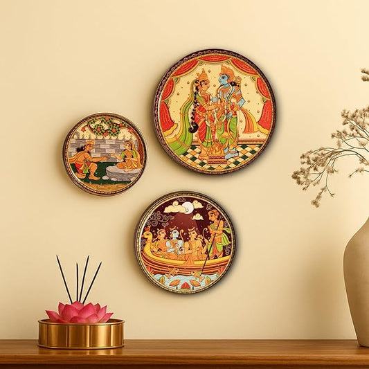RITUALISTIC Ramayan Wall Plates for Home Decoration & living room | Metal Wall Décor | Devotional Gift | Wall Art | Wall showpiece | Home Décor Christmas Gift Items | Set of 3 plates