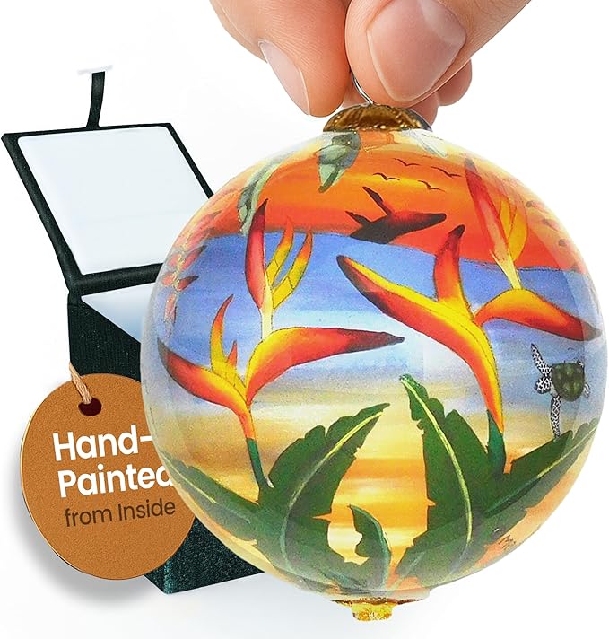 Collectible Hand Painted Maui Sunset Ornament Collectible with Gift Box SUH/M