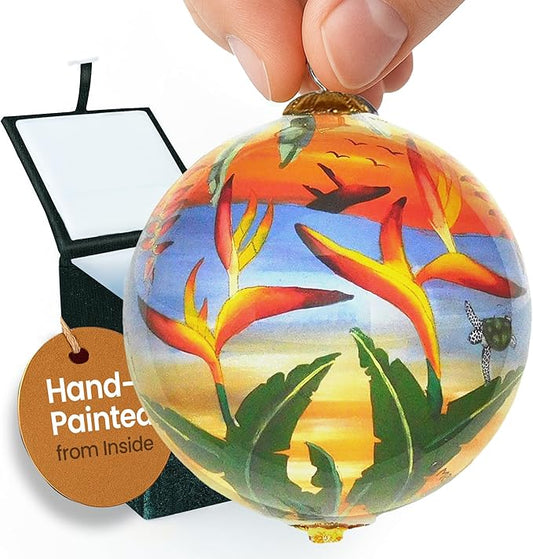 Collectible Hand Painted Maui Sunset Ornament Collectible with Gift Box SUH/M
