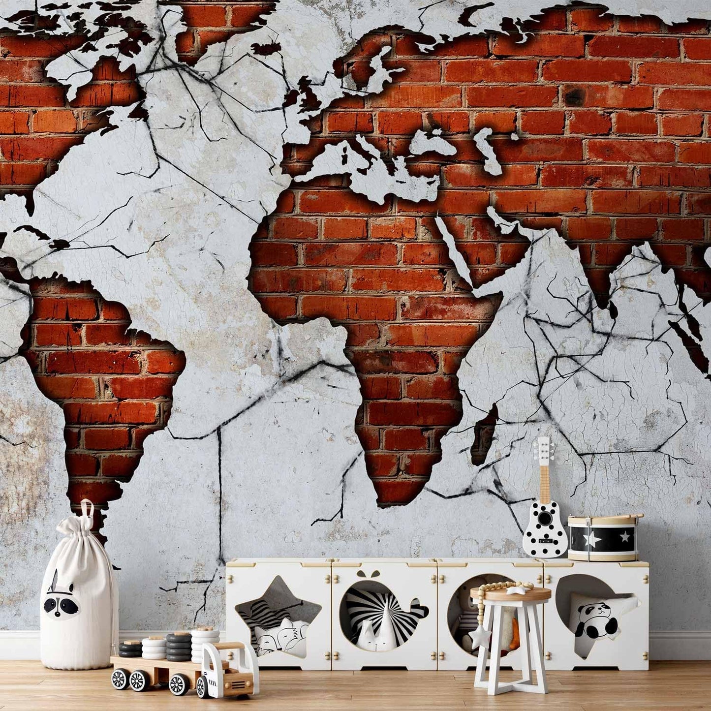 artgeist Wall Mural World Map 173x124 in - Peel and Stick Self-Adhesive Wallpaper Removable Large Sticker Foil Wall Decor Print Picture Image Design Map of The World k-A-0495-a-a
