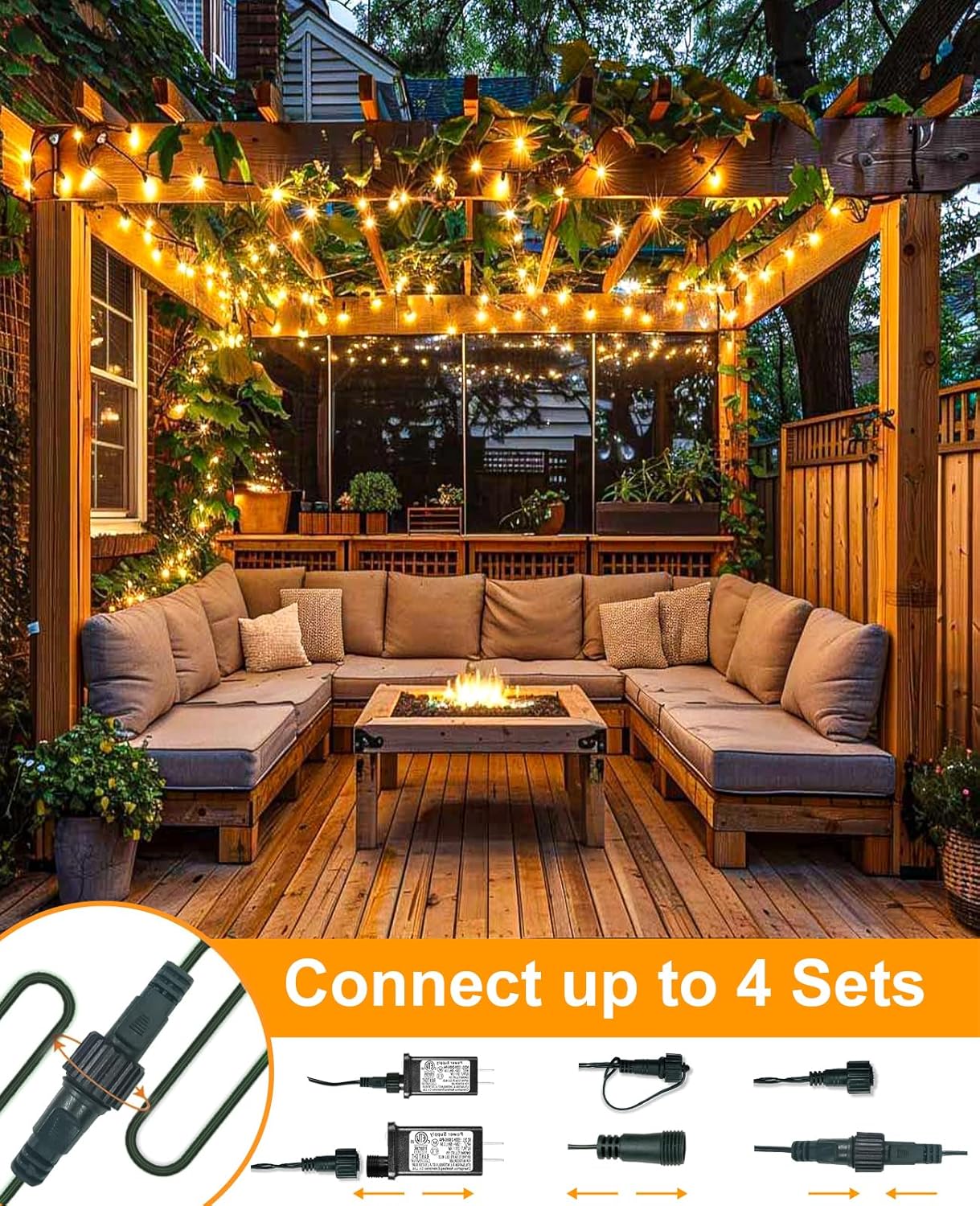 80FT 240 LED Christmas Tree Lights, Warm White Christmas String Lights 8 Modes, Waterproof Connectable Christmas Outdoor Decorations for Indoor Patio Garden Party Decorations, Warm White