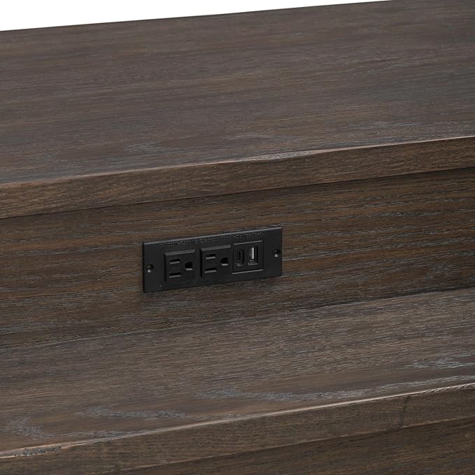 Liberty Furniture Lennox Hill Living Room Console Bar Table with Charging Station - Bark