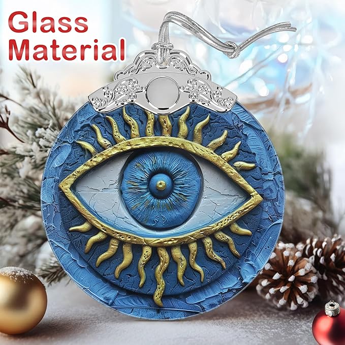 Christmas Decorations Ornaments, Stained Glass Ornament, Christmas Tree Ornaments, 2025 Gift Ornament, Xmas Gift for Friend Family Coworker - Evil Eye