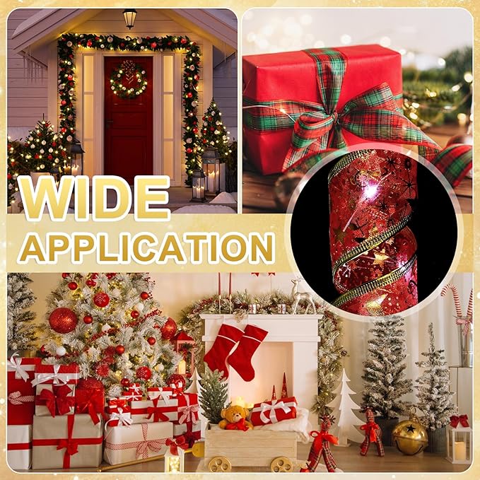 uxcell LED Lights Copper Wire Ribbon, 9.84Ft 30 Battery Powered Christmas Tree Decorations String for Party Weddings Christmas Tree (Red, White Light)