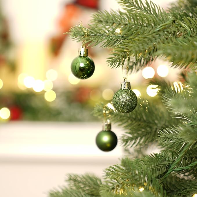 XmasExp 24ct Christmas Ball Ornaments Shatterproof Christmas Ornaments Set Decorations for Xmas Tree Balls 40mm/1.57" (Dark Green)
