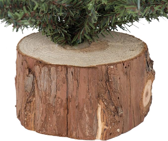 Vickerman 24" Caramel Pine Artificial Christmas Tree Unlit - Seasonal Indoor Home Decor with Decorative Wood Base - Realistic Looking Tree - Reliable and Durable