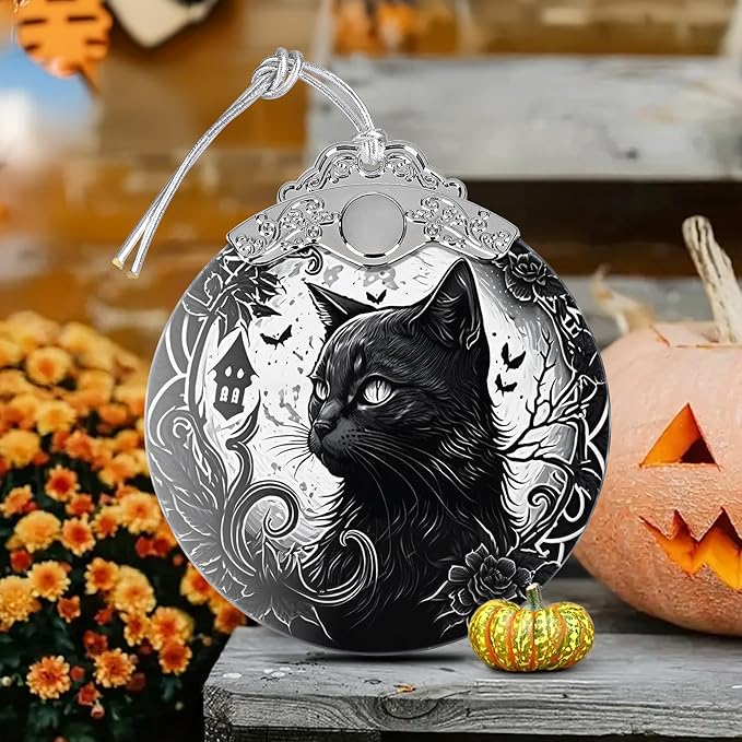 2025 Ornaments for Christmas Tree, Zmoicky Stained Glass Hanging Ornament, Christmas Ornaments Clearance, Gift Exchange Ornament, Bauble Present - Black Cat