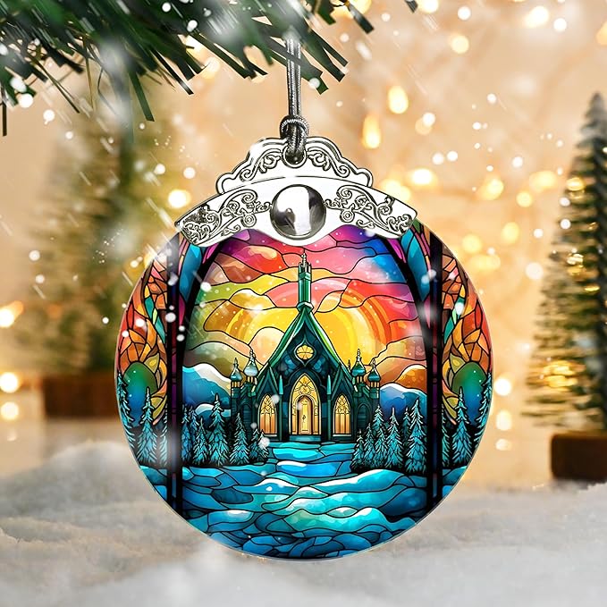 Stained Glass Christmas Ornament, Jocidea Christmas Decorations, Christmas Tree Ornament, Holiday Decor and Xmas Gifts Ideas