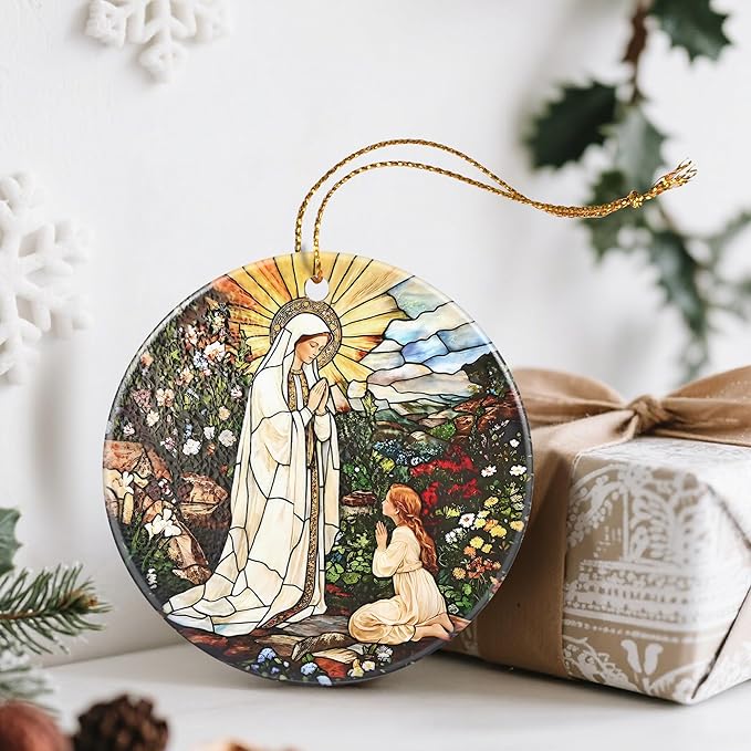Lady of Lourdes Christmas Ornaments: Christmas Tree Ornaments, Virgin Mary Religious Holiday Decor, Catholic Home Decor, Stocking Stuffers, Gift Ideas, Religious Gifts & Faith Gifts for Christian