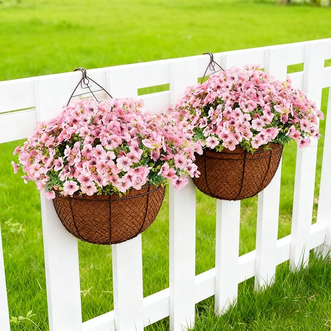 Artificial Flowers for Outdoor Indoor Realistic Faux Flower Spring Summer Garden Home Decoration, Hanging Daisy Flower with Eucalyptus Leaves Fake Plants Greenery Balcony Porch Patio Front Door Decor