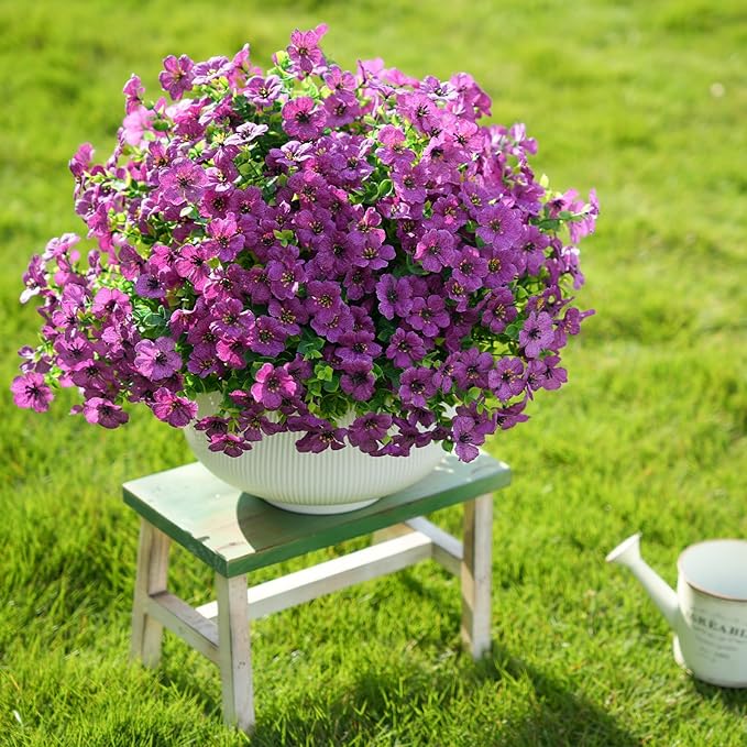 Artificial Flowers for Outdoor Indoor Realistic Faux Flower Spring Summer Garden Home Decoration, Hanging Daisy Flower with Eucalyptus Leaves Fake Plants Greenery Balcony Porch Patio Front Door Decor