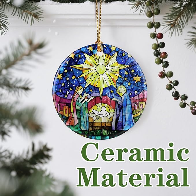 Nativity Scene Ornament: Christmas Ornaments, Religious Christmas Decorations for Tree, Catholic Ornament & Christian Holiday Decor | Religious Gifts, Christian Gifts - Design A
