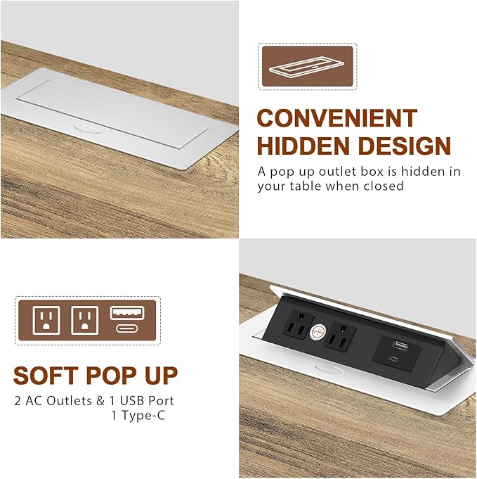 HIFYOBRO End Table with Flip Top Charging Station and 2 Drawers, Type-C & USB Port & Power outlets, Wooden Storage Cabinet, Large Side Table with Storage for Living Room and Bedroom (White)