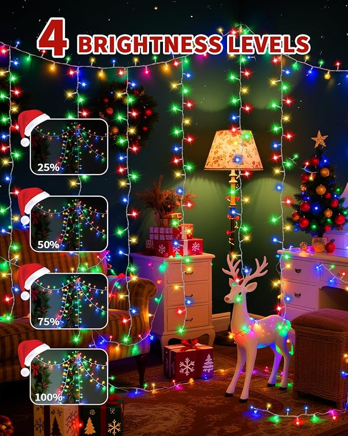 Christmas Lights String Outdoor Indoor, 1200 LED 403FT Multicolor Xmas Tree Decorations Lights, Plug in Twinkle Fairy Light with Remote Timer Dimmable for Room Yard Holiday Party Wedding Camping Decor