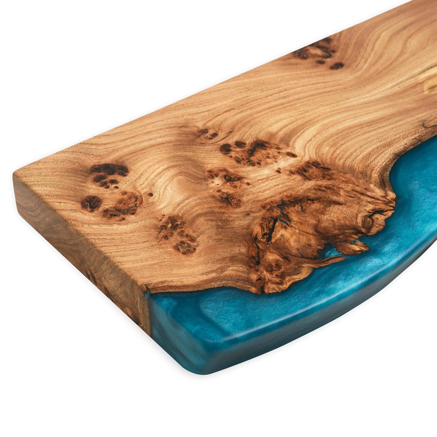 RWA Unique Live Edge Floating Shelf for Wall - Stylish Hanging Shelves for Room Wall Bedroom Bathroom Office Decor, Epoxy and Wood Wall Shelf Plank - Elegant Wall Mounted Shelves (sky blue, 16x6")