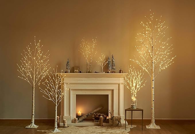 Hairui Lighted White Birch Tree 6FT, Twig Tree with Lights Plug in for Christmas Wedding Party Easter Decorations Indoor Outdoor Use