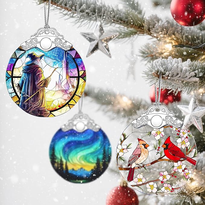 Christmas Ornaments: Stained Glass Ornament, Christmas Tree Ornament, Hanging Ornaments for Home Decor & Xmas Tree Decorations – Exquisite Holiday Decor, Gifts & Holiday Present - Witch