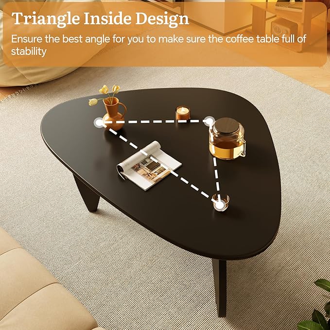 Coffee Tables Wood Small Farmhouse Coffee Table Mid-Century Modern Wood Center Table for Living Room, Black, 35 Inch