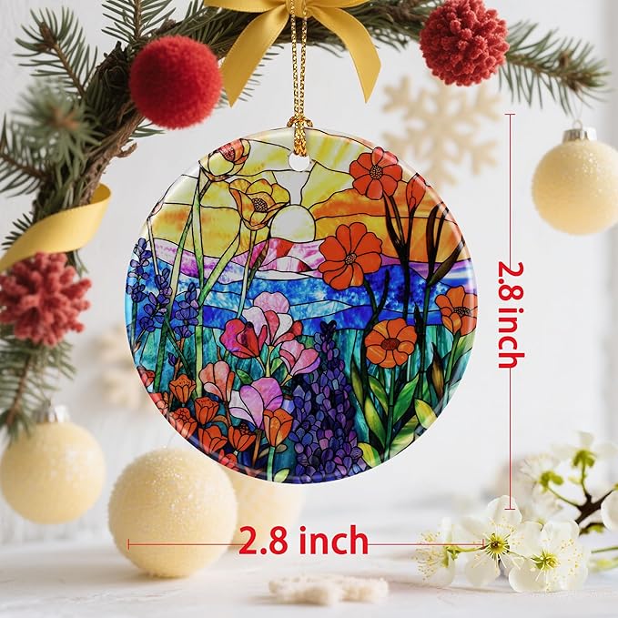 Colorful Flower Christmas Ornaments: Christmas Tree Decorations & Holiday Ornaments – Holiday Presents, Gift Ideas for Friends, Coworker, Family, Gardener, Nature Lover, and Flower Lover
