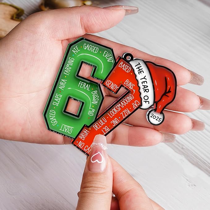 67 Christmas Ornament, 67 Ornaments for Xmas Tree, Funny Christmas Ornaments 2025, 6 7 Meme Ornament for Teens, Six Seven Gifts, Gag Gifts for Teens, Teen Girls Trendy Stuff