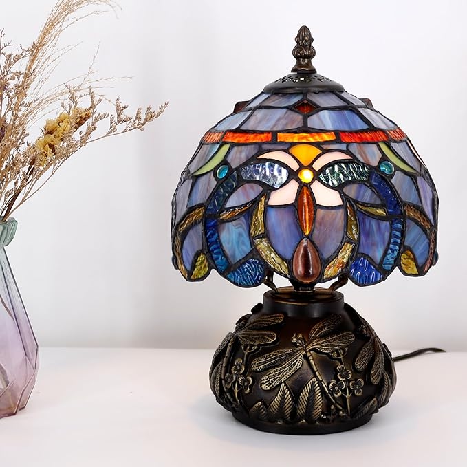 Table Lamp Base Replacement Only, Wide 4 Height 12 Inch, Fit for 6, 8, 10 Inch Tiffany Style Stained Glass Lampshade, Dark Bronze Finish,Resin, Push Switch On Cord(H (W4H12 Inch))