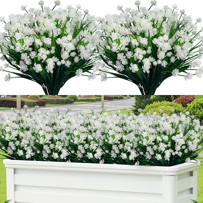 Lnoicy 10pcs Artificial Flowers,Fake Flowers Picks for Office Decorations Floral Arrangements DIY Wreath Holiday Tables Party Home Decor and Home Garden Decoration(White)