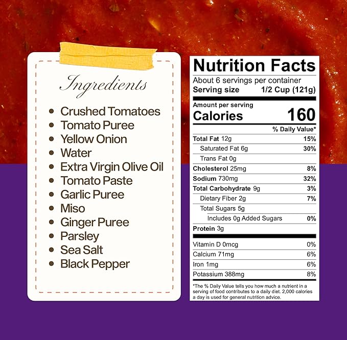 Sauz | Miso Garlic Marinara Sauce (2 Jars) Umami-Rich & Savory - Gluten-Free, Non-GMO, and 100% Delicious - Crafted in Small Batches with Clean Ingredients