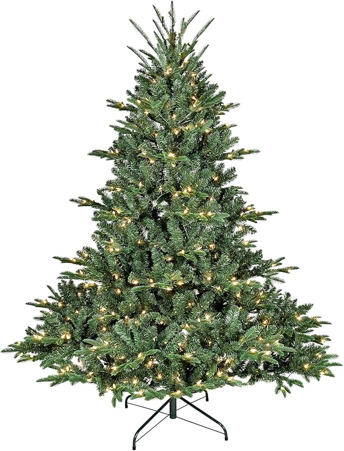 6ft Pre-Lit Christmas Tree, Artificial Chrismas Tree with 500 Lights, 1600 PE&PVC Mixed Branch Tips | Xmas Tree for Indoor and Outdoor Holiday Decoration