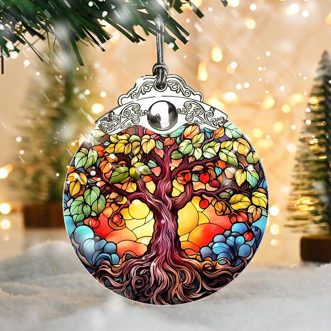 Tree of Life Christmas Ornament, Stained Glass Decor, Gifts & Holiday Ideas