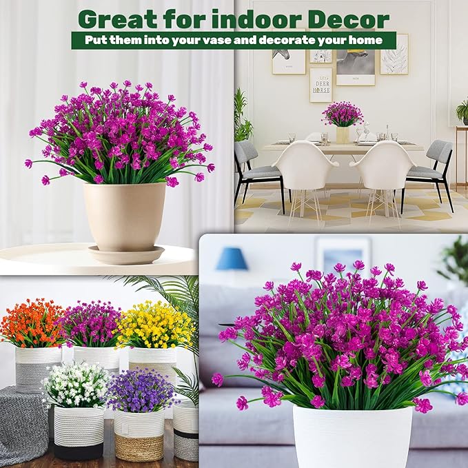 Lnoicy 20pcs Artificial Flowers,Fake Flowers Picks for Office Decorations Floral Arrangements DIY Wreath Holiday Tables Party Home Decor and Home Garden Decoration(Fuchsia)