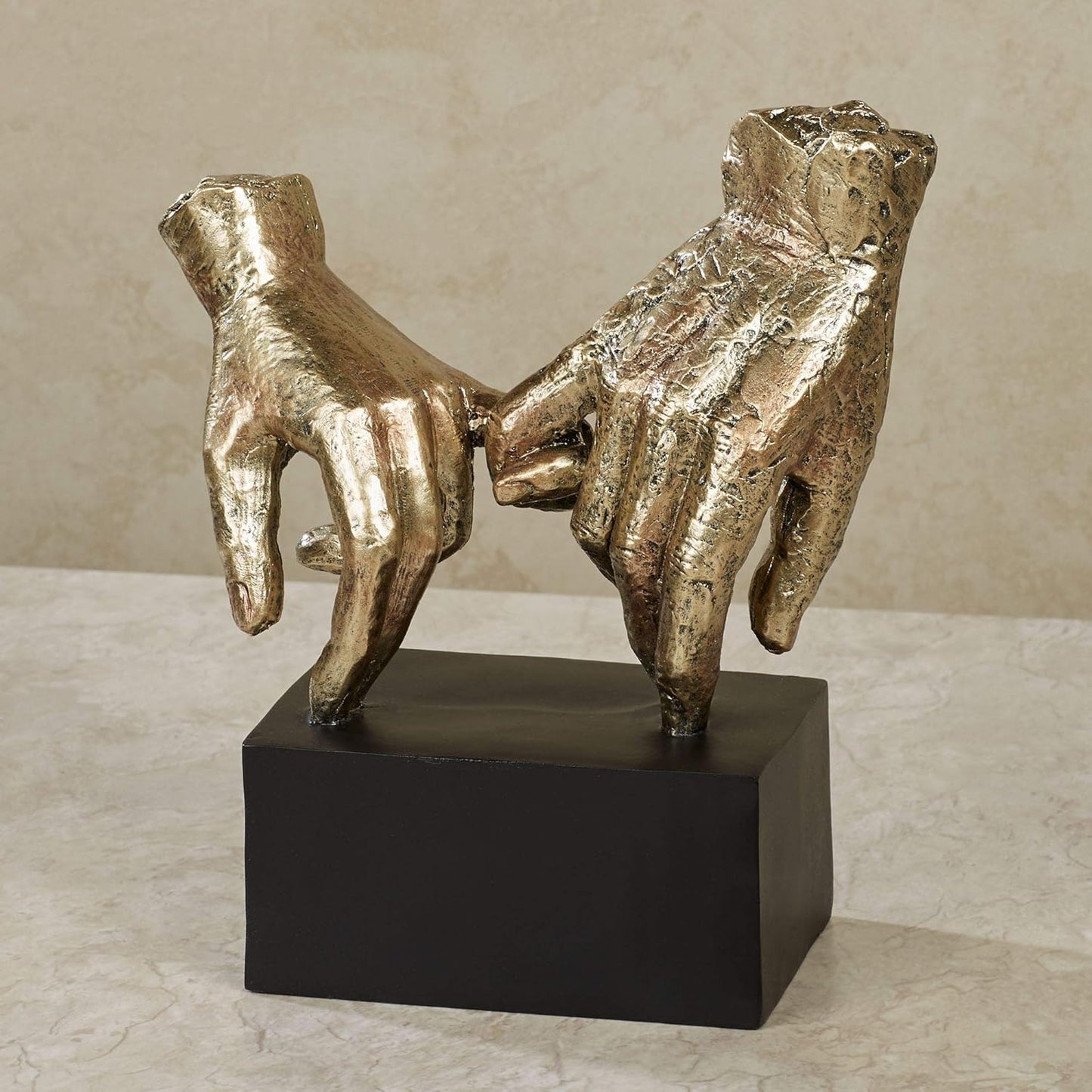 Touch of Class Lingering Hold Hands Table Sculpture Gold - Pinky Promise Statues - Desk Statue for Bedroom, Living Room, Office - Loving Touch