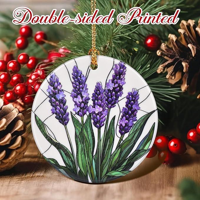 Flower Hanging Ornament, Christmas Ornaments, Xmas Decorations for Tree, Ornaments for Christmas Tree, Holiday Ornament, Flower Themed Gifts, Holiday Party Gifts, Xmas Gift Ideas - Lavender